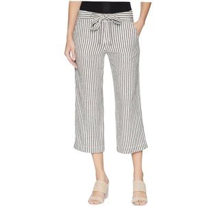 Sanctuary Tiki Stripe 100% Linen Cropped Pants With Front Belt Tie Size 31